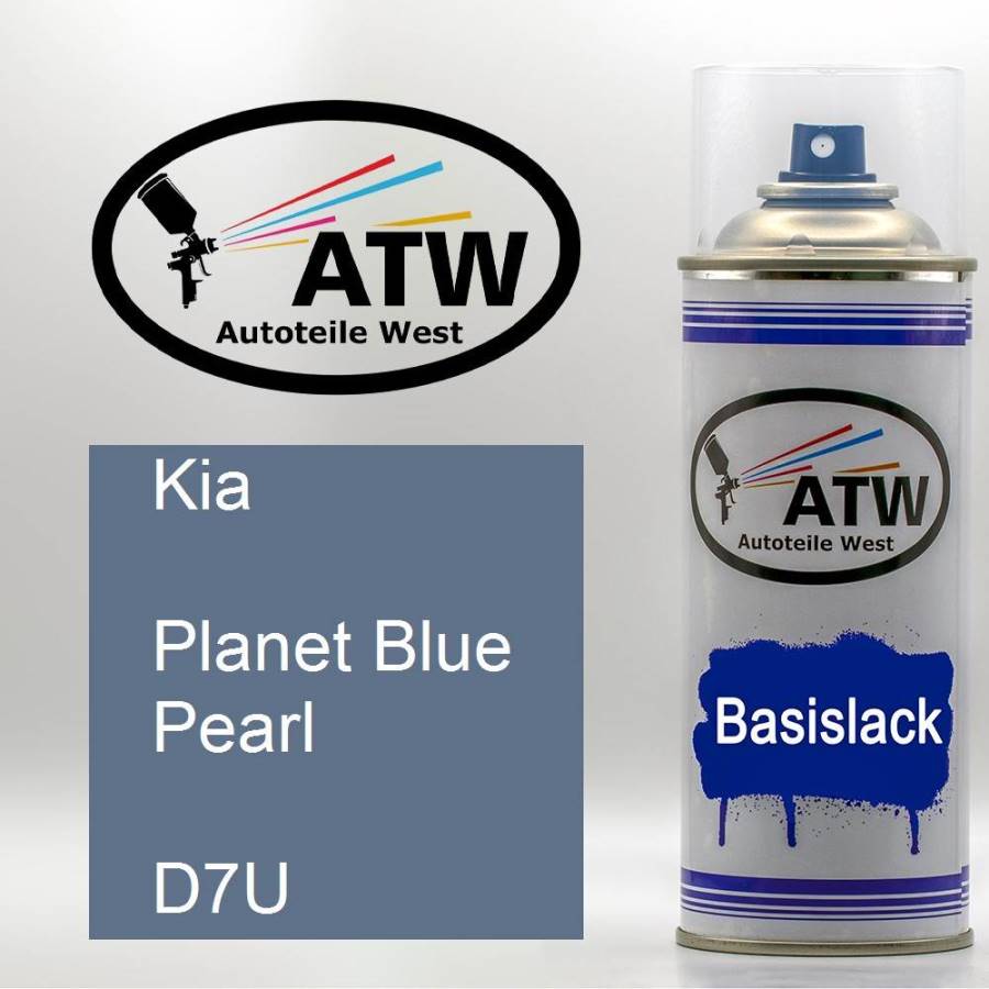 Kia, Planet Blue Pearl, D7U: 400ml Sprühdose, von ATW Autoteile West.